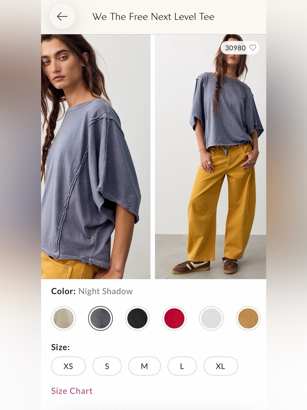 Free People We The Free Next Level Tee in Night Shadow Blue Sizes XS & Med NWT - Picture 6 of 8